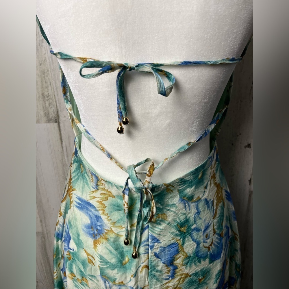 Saints & Secrets MIDI DRESS - CUP BUST SLEEVELESS SLIT IN GREEN FLORAL Sz M - Picture 8 of 11